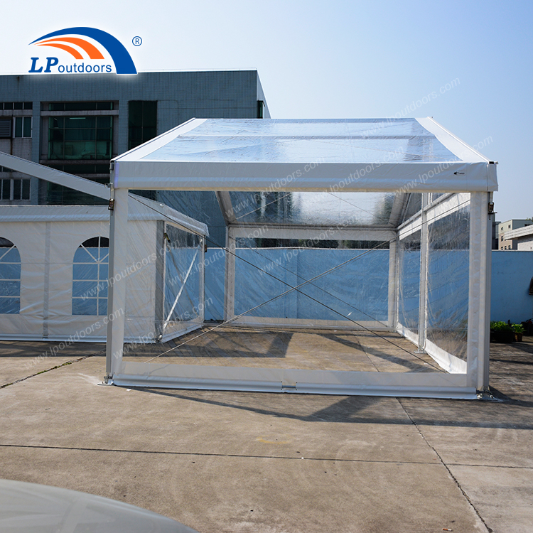 Carpa transparente con marco de aluminio de 10m de alcance transparente para banquete de boda al aire libre