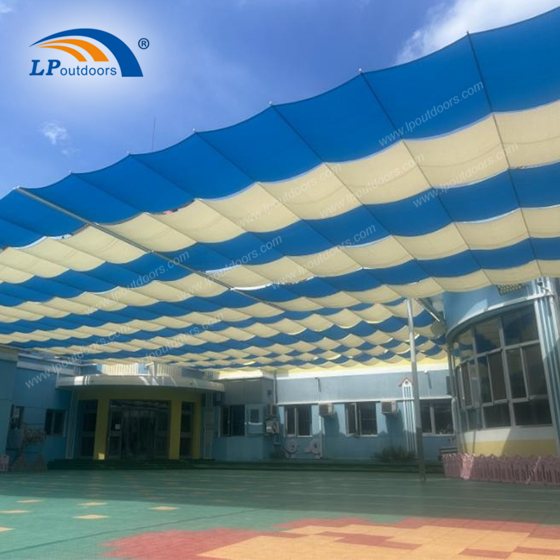 Pérgola de HDPE retráctil duradera de primera calidad para uso en patios de recreo al aire libre y jardines infantiles