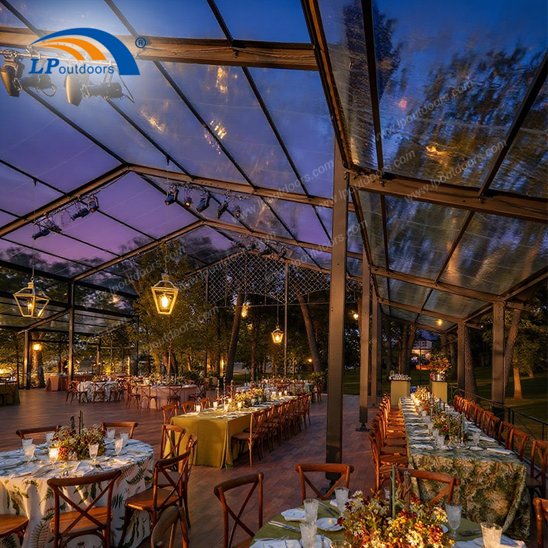 2025 Elegante carpa para eventos y bodas con atrio negro de PVC