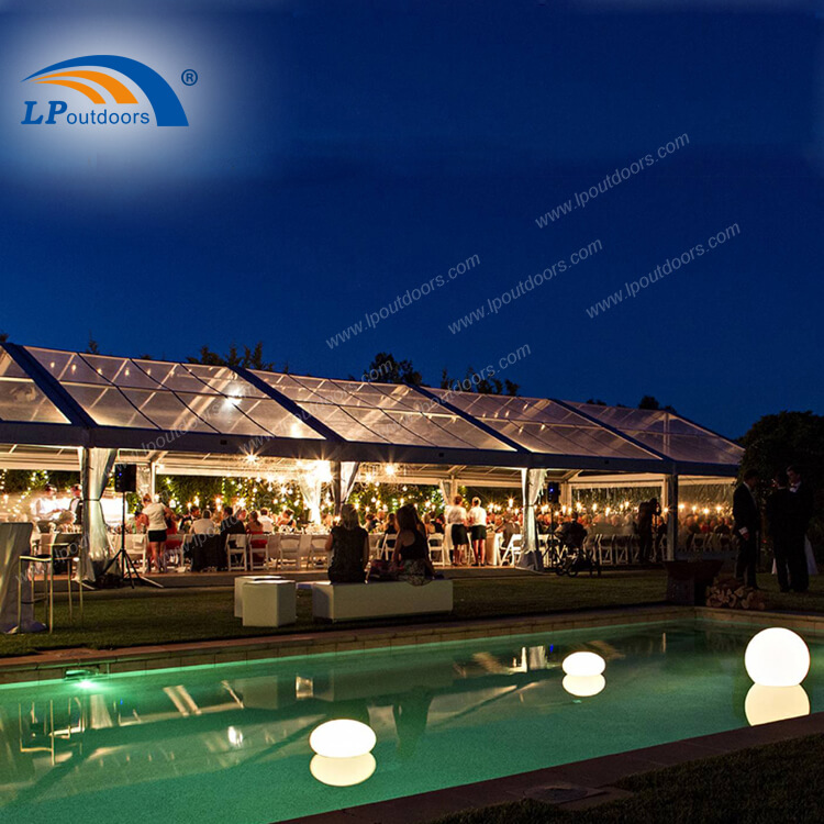 Carpa para eventos con estructura de aluminio pequeña y techo de PVC transparente para fiestas de celebración de hoteles al aire libre (3)
