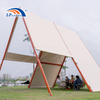 Tienda Glamping de lujo triangular con marco de aluminio de grano de madera a la venta 