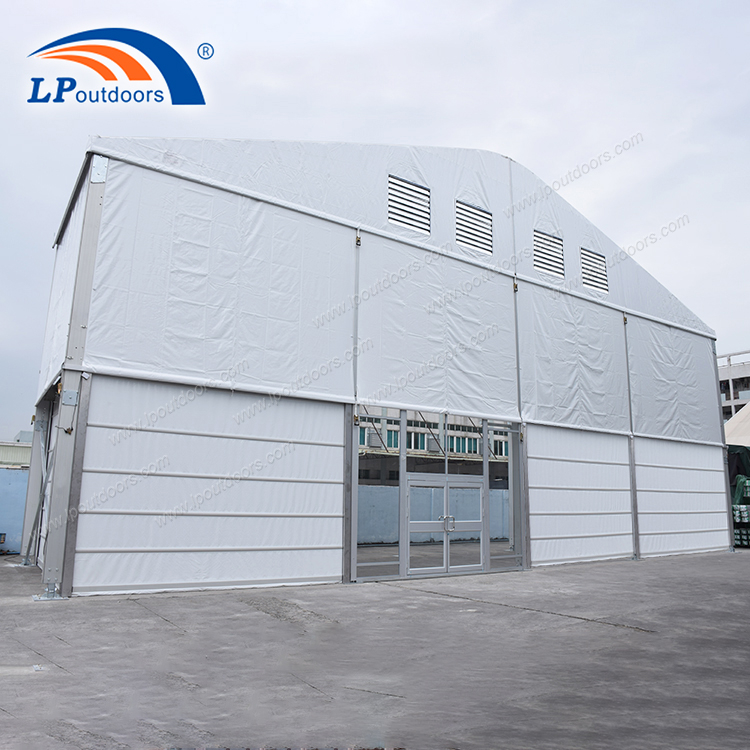 Tienda de campaña con diseño de doble capa y altura lateral de 8m de luz transparente de 21m para almacenamiento en almacén y eventos a gran escala con extractor de aire
