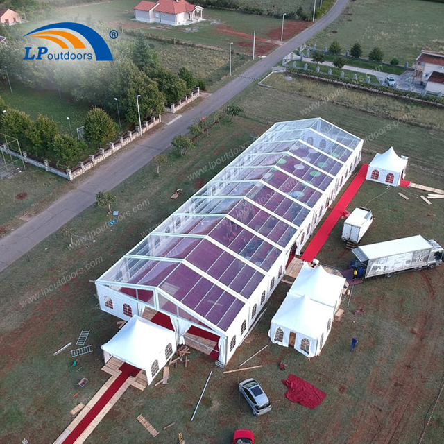 Carpa para eventos con techo transparente de aluminio para exteriores de 500 personas para bodas o festivales