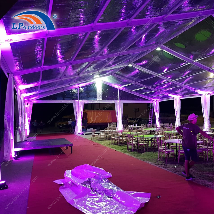 Tienda de campaña transparente para fiestas al aire libre con techo de PVC transparente de 1200gsqm para restaurante
