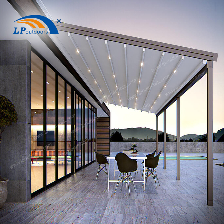 Pérgola de techo retráctil impermeable de aluminio al aire libre de moda