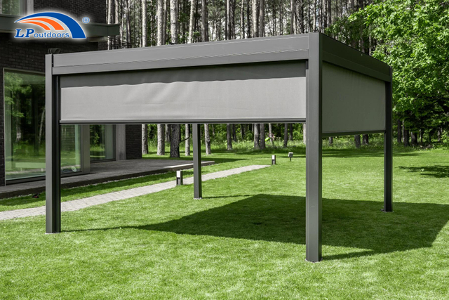 Característica impermeable Jardín Gazebo de aluminio Sistema de pérgola Techo de lumbrera impermeable