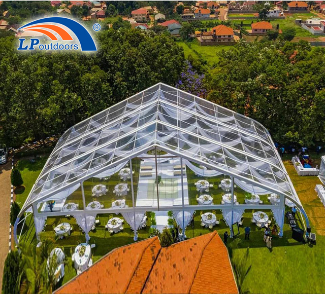 Alquiler de carpa para bodas transparente de lujo al aire libre a la venta en Uganda