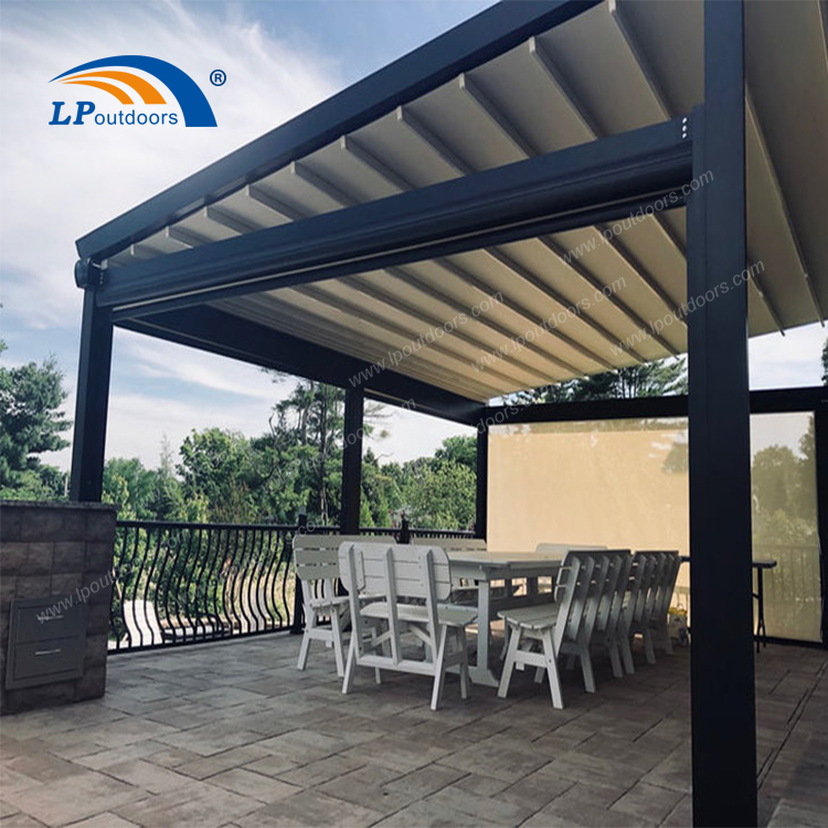 Pérgola de techo retráctil impermeable motorizada de alta calidad