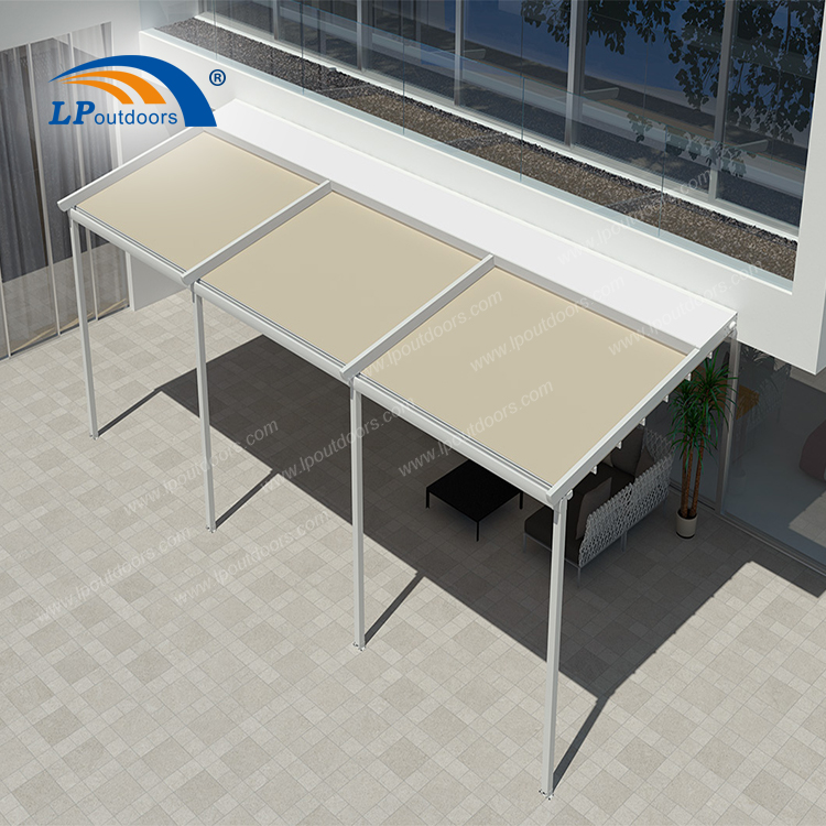 pérgola plegable de aluminio blanco con luz 2