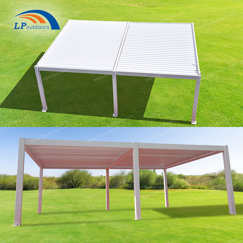 Pabellón de techo de lumbrera de pérgola Bioclimatique de aluminio personalizado para exteriores a la venta