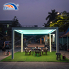 Gazebo de pérgola bioclimática moderna con luz RGB con techo de persianas motorizadas para patio trasero